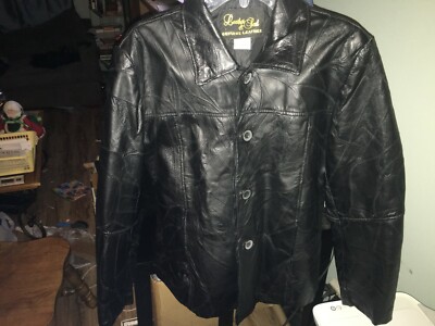 VTG Genuine LEATHER SOUL Patchwork Look Button Up Black