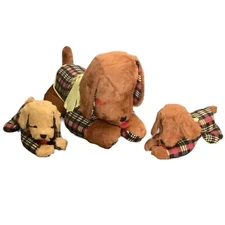 Vtg Sterling Doll Co. Plaid Coat Puppy Dog Family Stuffed Animals Plush Toy Lot