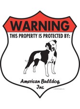 Warning American Bulldog Property Protected - Beware Aluminum Dog Sign - 7 x 8