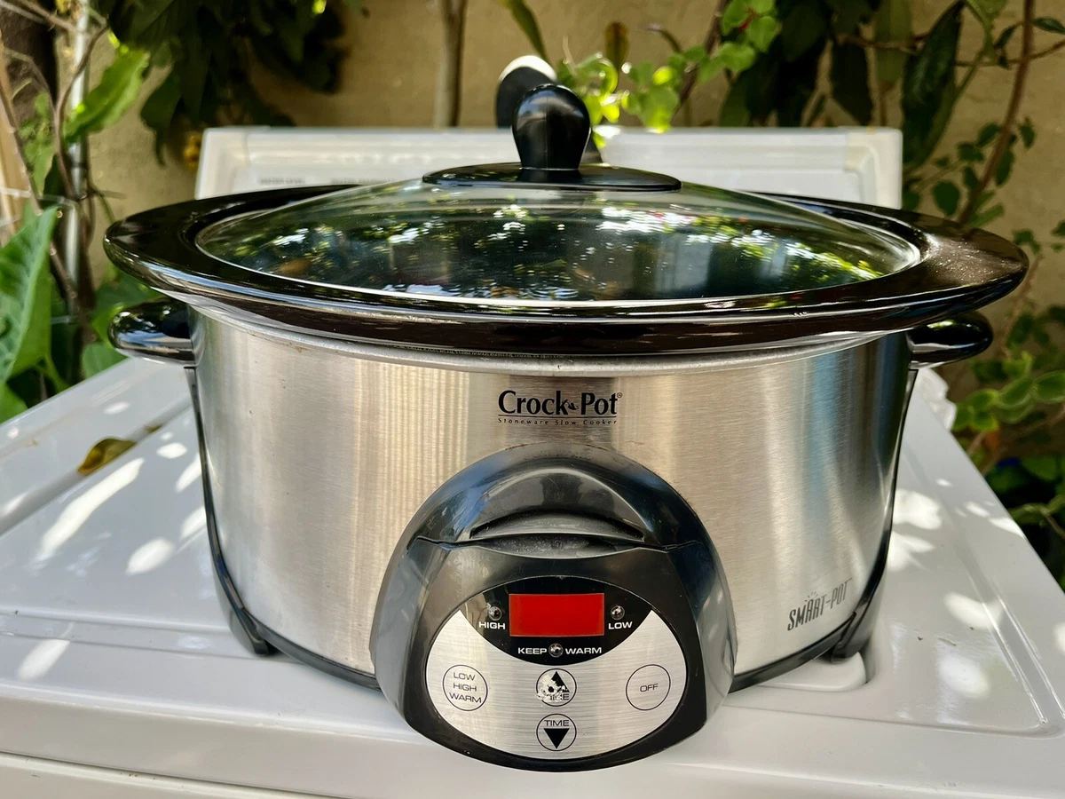 Rival 6 quart Crockpot Stoneware Slow Cooker Smart Pot Model 5855 VGC -  TESTED!