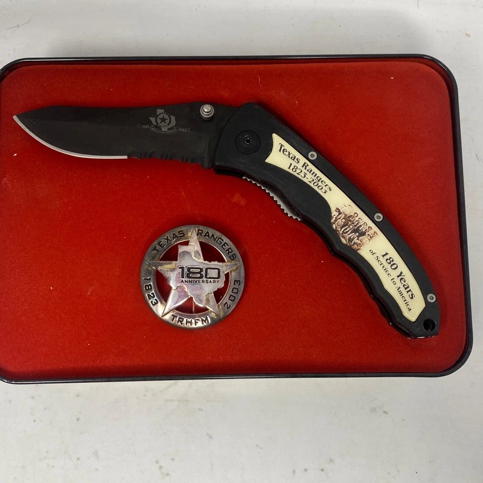 Texas Ranger 180 Aniversario 2003 Edición Coleccionista con Lata, Cuchillo e Insignia Foto 3 de 4