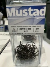 MUSTAD CIRCLE HOOK-39944-BN- 1 SIZE-50PACK -INLINE CIRCLE HOOK-POINT BENT IN