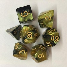 7 Piece RPG Polyhedral Dice Set Tabletop Dungeons D4 D6 D8 D10 D12 D20 Yellow Bl