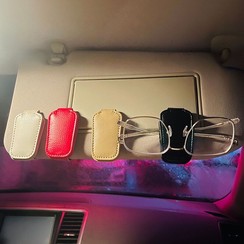 Car Leather Sunglasses Clip Sun Visor Mount Fastener Ticket Glasses Holder - Picture 15 of 22
