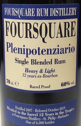 Foursquare PLENIPOTENZIARIO 70 cl 60% vol con box - Foto 3 di 3