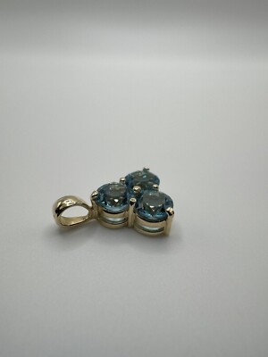14k Gold Aqua Marine 3 Steine Anhänger (nur Anhänger)