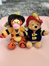 Disney Store Firefighter Winnie The Pooh and Tigger Plush Stuffed Animal