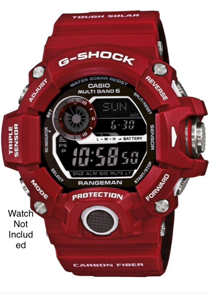 Casio G-shock Gw-9400rd-4 Red Rangeman 3410 Mod Solar Atomic