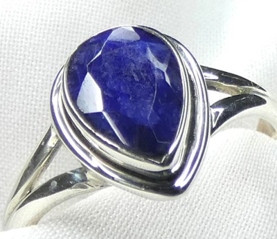 💍Ring Saphir 925 Silber Gr. 16,8 (53) facettierter, großer Tropfen UNIKAT 💍 - Bild 1 von 4