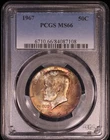 1967 P Kennedy Half Dollar PCGS MS66, Dual Toned, video, FREE SHIPPING