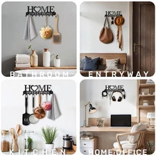 10-Hook Heavy-Duty Wall Mount - Metal Key Holder for Home & Office Organization