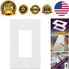 Screwless Decorator Wall Plates Child Safe Outlet Covers, Size 1-Gang 4.68" H...