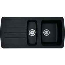 Liquida ZEN150BL 1.5 Bowl Reversible Black Composite Kitchen Sink 1031x500mm