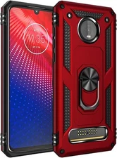 Military Grade Drop Impact for Motorola Moto Z4 Case,Moto Play Case Red 