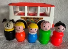 Vintage Fisher Price Little People Mini-Van FP-141 1969 with 5 figurines