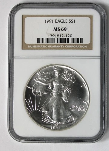 1991 American Silver Eagle - NGC MS69 - Brown Label !!