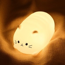 Night Light for Kids Cute Cat Gifts Kids Night Light Timer Squishy Kitty Sili...
