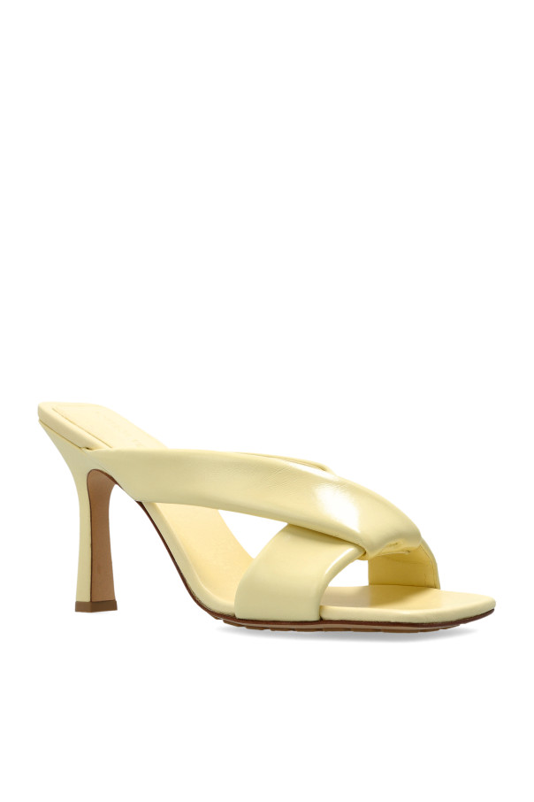 Bottega Veneta - Women - Leather heeled mules 'RIVA' - Yellow thumbnail 4