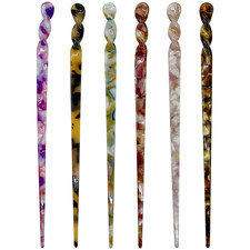 6 Pieces Acetate Hair Sticks Vintage Leopard Print Hairpin Chopsticks Vintage To