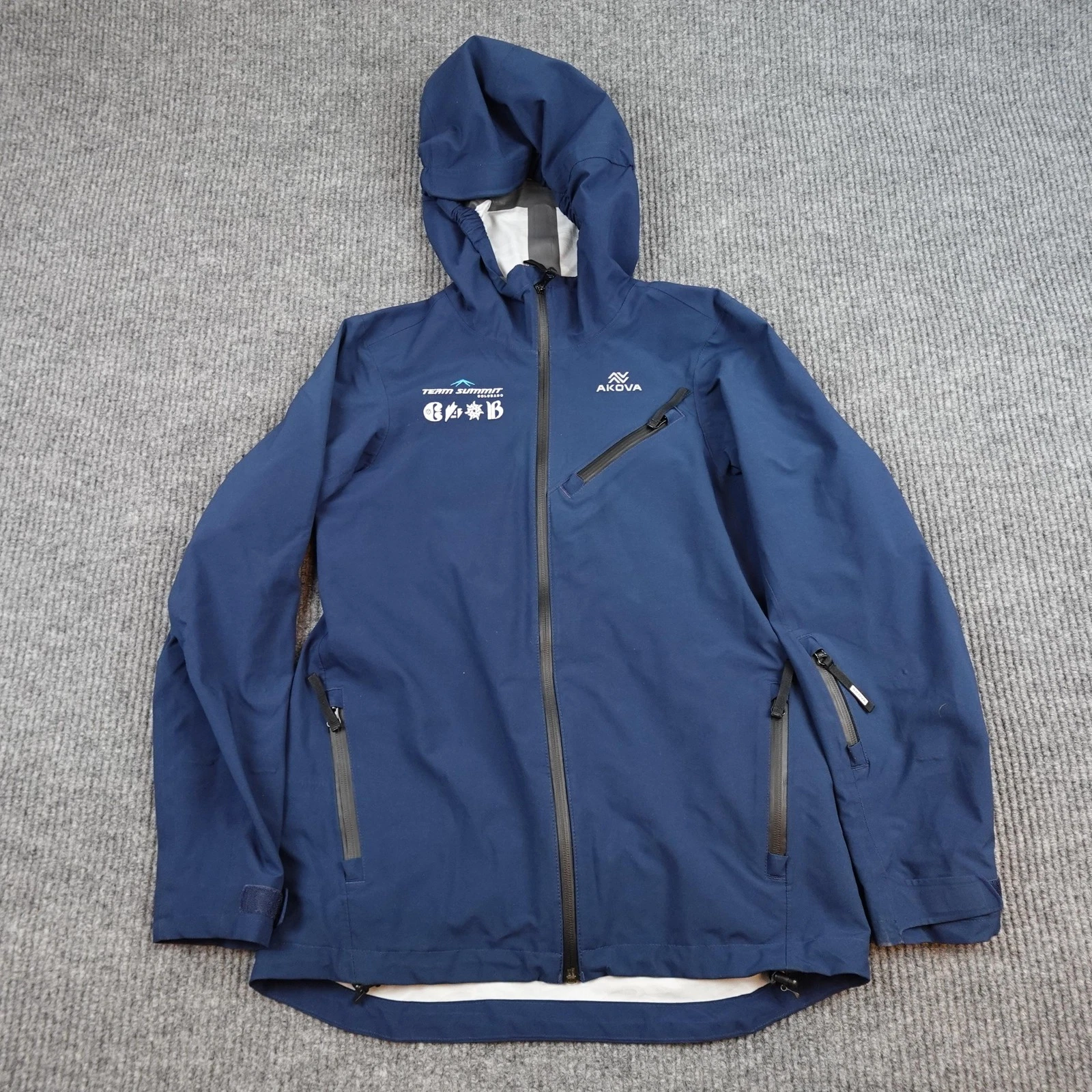 AKOVA Elevated Hardshell Jacket Kids 12 Blue Hooded Ski Snow Waterproof