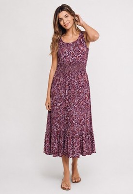 Natural Life Boho Maxi Purple Paisley Floral Tank Sundress Women's XS Dress 