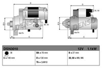 Denso Starter 1.1 KW Passend FüR Mercedes-Benz C-Klasse SLK