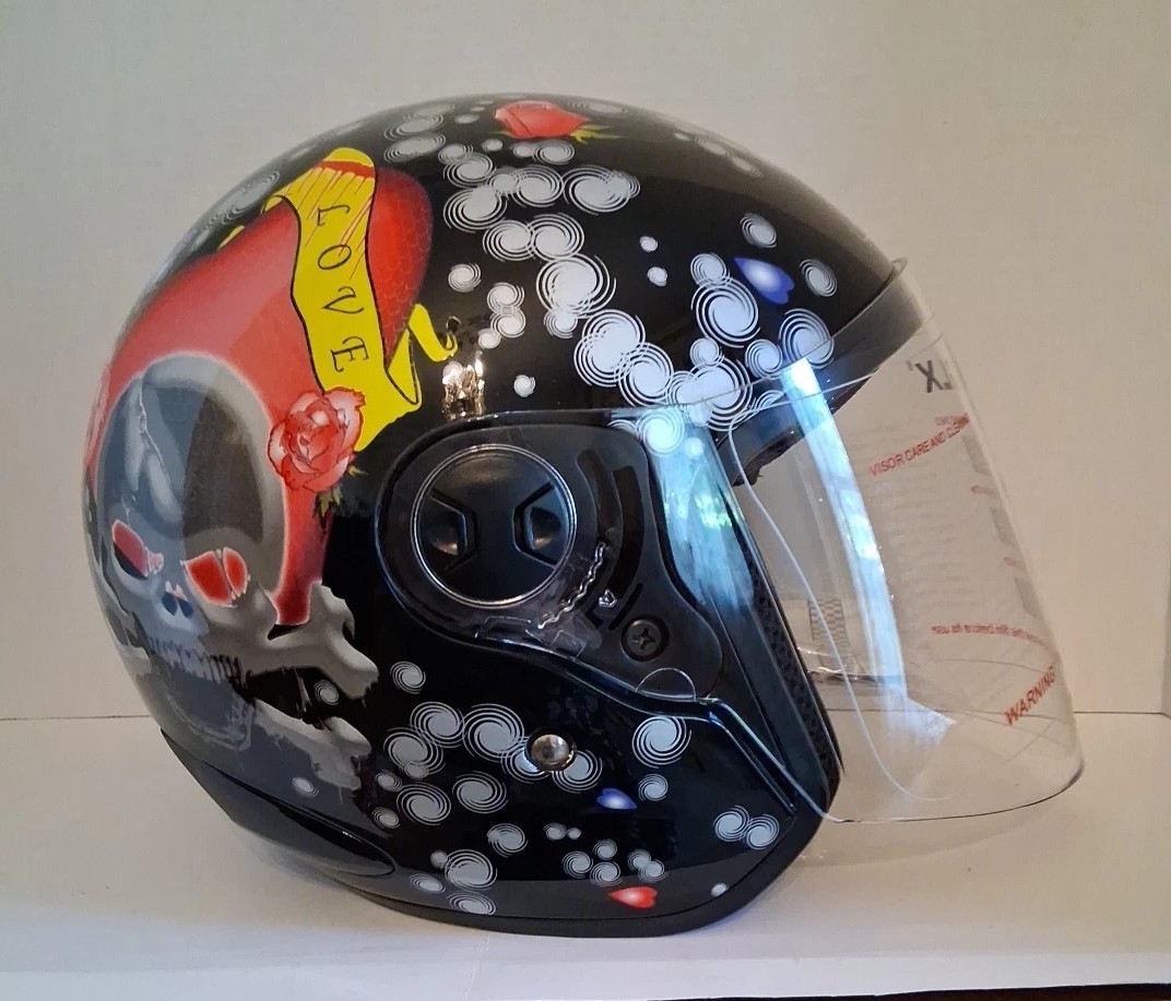 GLX-208A Motorcycle Atv Helmet Small Black Love Dot Approved NIB