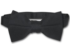 Vesuvio Napoli Boys BOWTIE Solid BLACK Color Youth Bow Tie