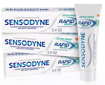 Sensodyne Sensitive Toothpaste Rapid Relief Extra Fresh 3.4 oz Pack of 3