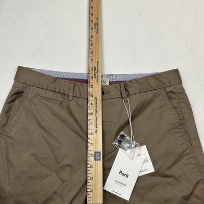 Perk Pants Mens 35x30 Feel Good Chinos Dark khaki Slim Fit Stretch
