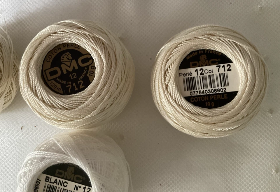 DMC Cotton Perle Thread Lot of 4 Made in France 10g Assrt Whites Slightly Used - Image 2 of 4