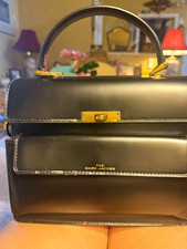 Marc Jacobs Uptown Small Satchel Top Handle Turn Lock Detachable Strap Gold HW