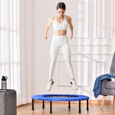 Trampolina fitness Ø91 cm mini trampolina z antypoślizgowymi nóżkami czarna + niebieska