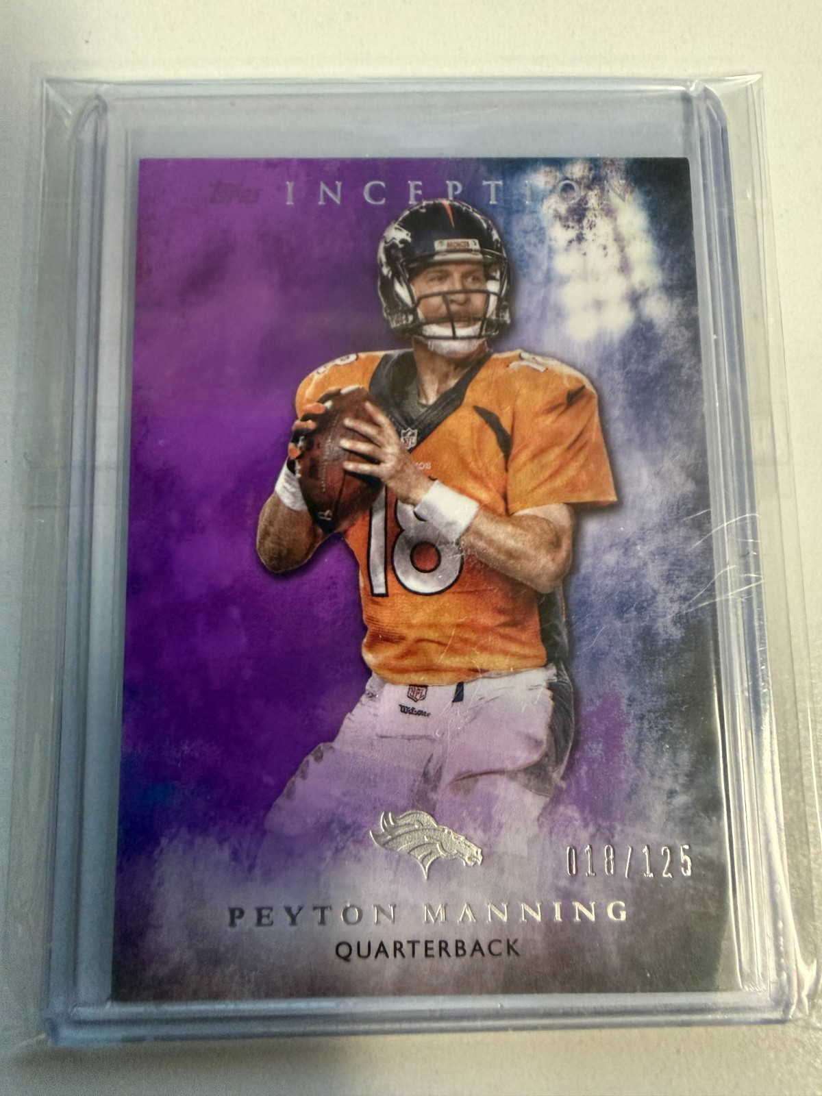 2015 TOPPS INCEPTION PEYTON MANNING 18/125 JERSEY # MATCH FM
