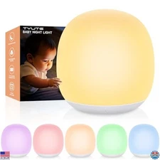 Portable Baby Night Light, 8 RGB Colors, Rechargeable, Touch Control, Dimmable