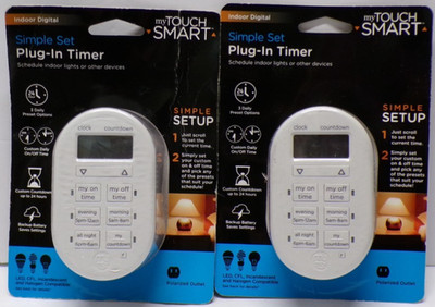 Lot of 2 My Touch Smart Simple Set Plug-In Timer Indoor Digital 26892