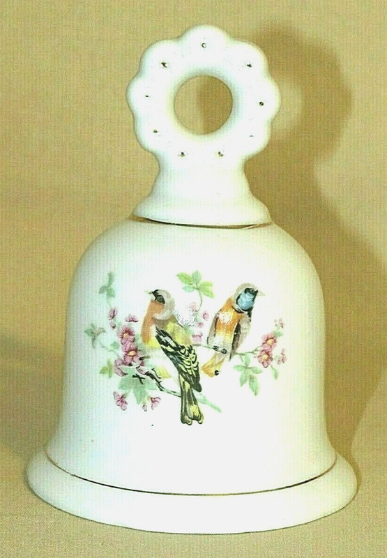 2 Birds Vintage Porcelain Bell, Circle Top Enesco, Original Owner