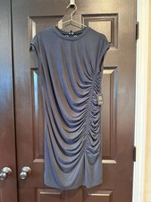 Express Dress NWT Women’s Size Medium Black Sand washed Tshirt Knit Knee Length