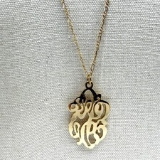 Gold Tone Filigree Monogram Necklace Statement Piece Boho Layering Jewelry Gift