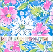 Printed Adhesive Vinyl Heat Transfer Vinyl 12 x 12 sheet Preppy Floral J Pattern