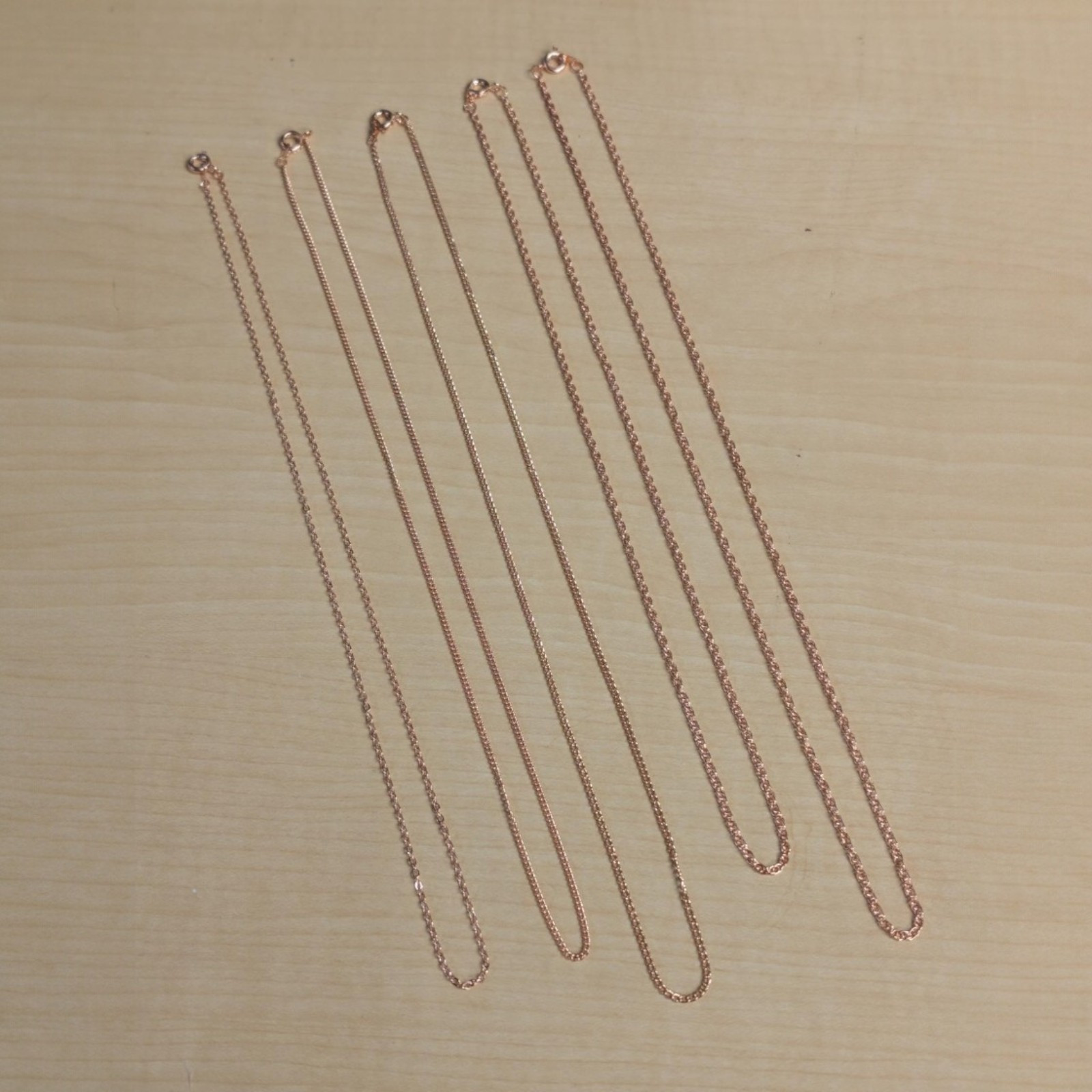 Rose Gold Chain Necklace - Rope Cable or Curb - 18" 20" - Choice