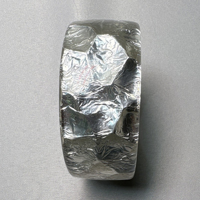 Vintage 70 s Disco Style  Wide Silver Foil Resin Bangle Bracelet