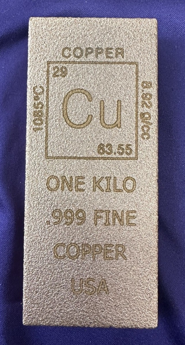 Copper One Kilo Bar .999 Fine Copper USA Periodic Table | eBay