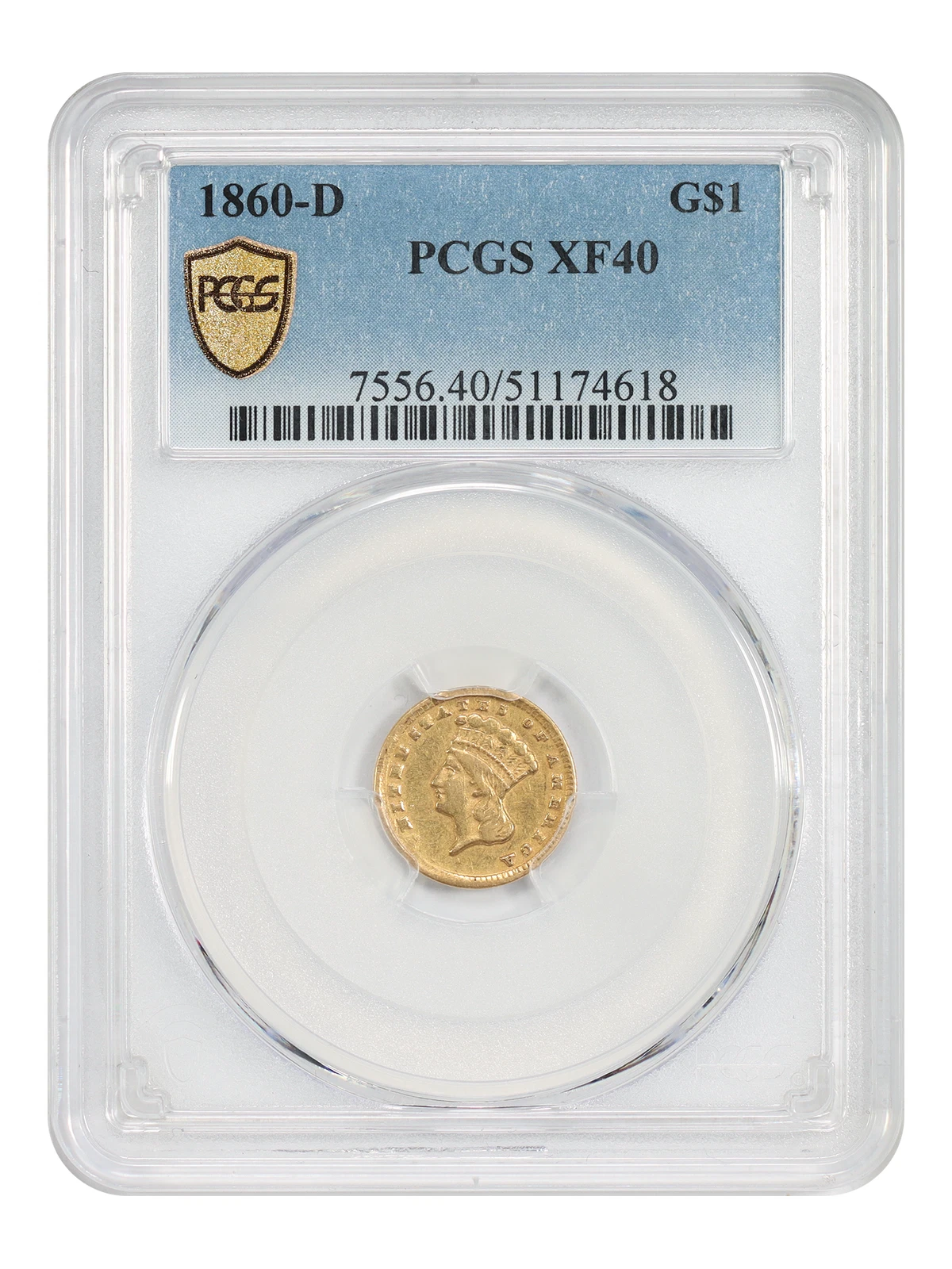 1860-D G$1 PCGS XF40 - Gold Dollar
