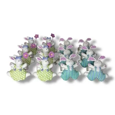 Rabbit Bunny Napkin Rings Resin Set of 12 6 Boys 6 Girls Flower Spring Easter