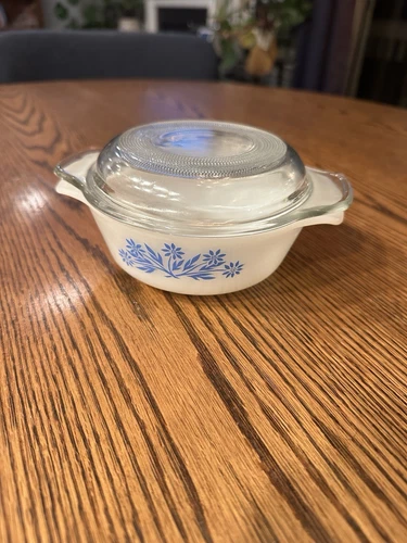 Anchor Hocking Fire King 12 Oz Casserole Dish/Blue Cornflower 472 Vintage W/ Lid