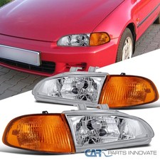 Fits 92-95 Honda Civic 2/3Dr Crystal Headlights Head Lamp+Amber Corner Lamps