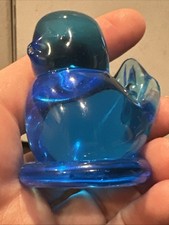 Vintage Leo Ward Terra Studios Blue Art Glass Bluebird of Happiness 1992 Signed