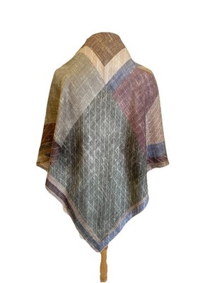 ARMINE 100% Silk Scarf Square Geometric Grid Modern Hijab Earth Tones Gray #A9