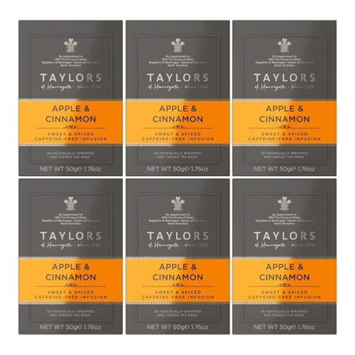 New Taylors of Harrogate Tea - Apples & Cinnamon - 6 boxes of 20 count each